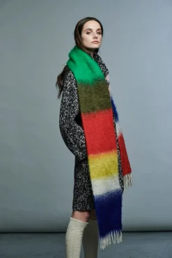 Tomfoolery Bright Colour Stripe Wool and Mohair Scarf Discount