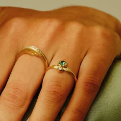 Tomfoolery Bright Cut Diamond Pavé Crescent Moonface Ring Sale