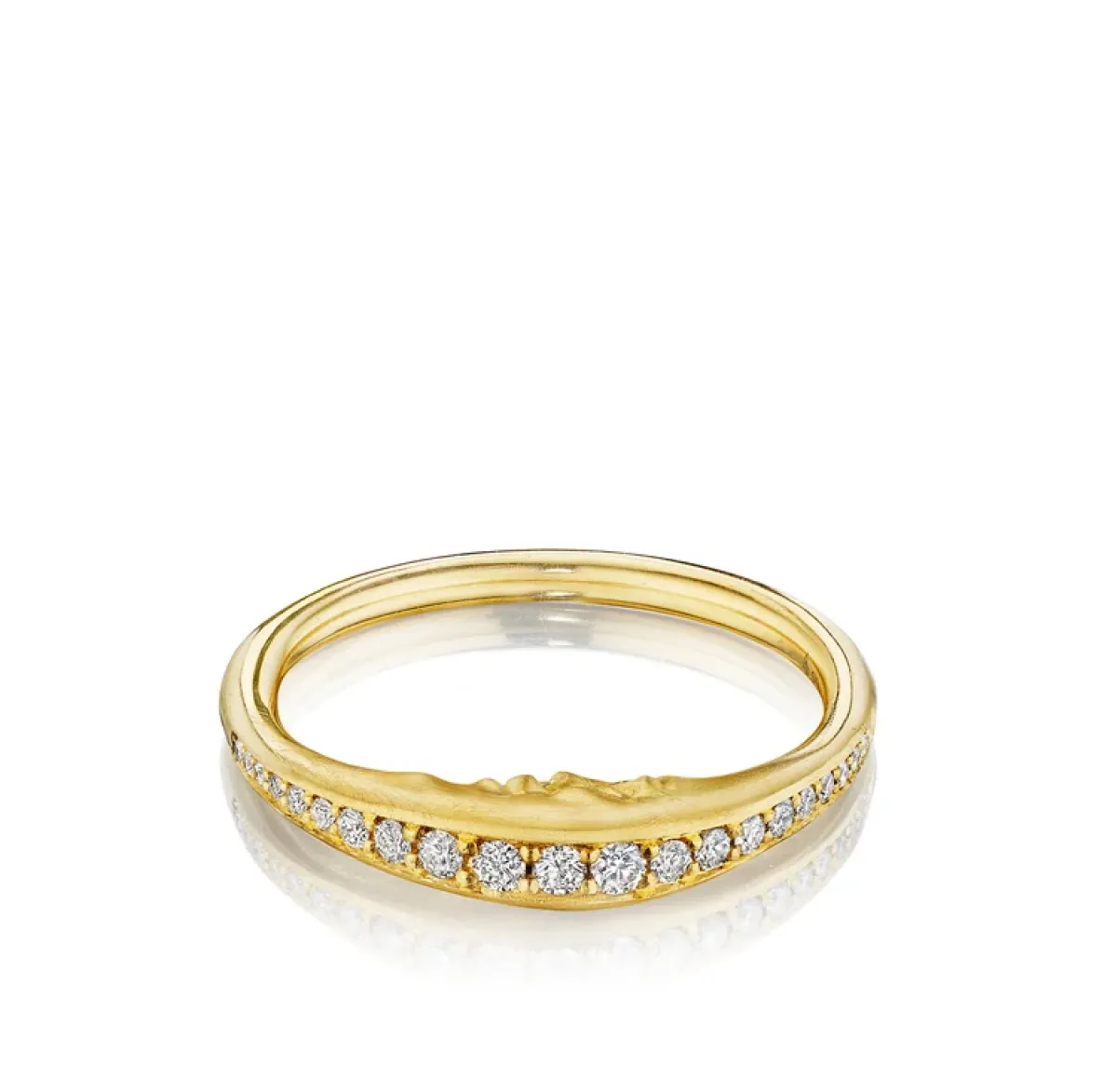 Tomfoolery Bright Cut Diamond Pavé Crescent Moonface Ring Sale