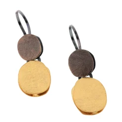 Tomfoolery Brown & Gold Plated Double Oval Drop Earrings Best
