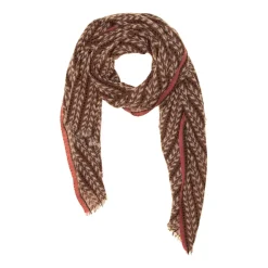Tomfoolery Brown, Beige, Black and Soft Pink Loose Woven Scarf New