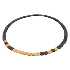 Tomfoolery Brown, Gold & Black Square Pebble Necklace Online