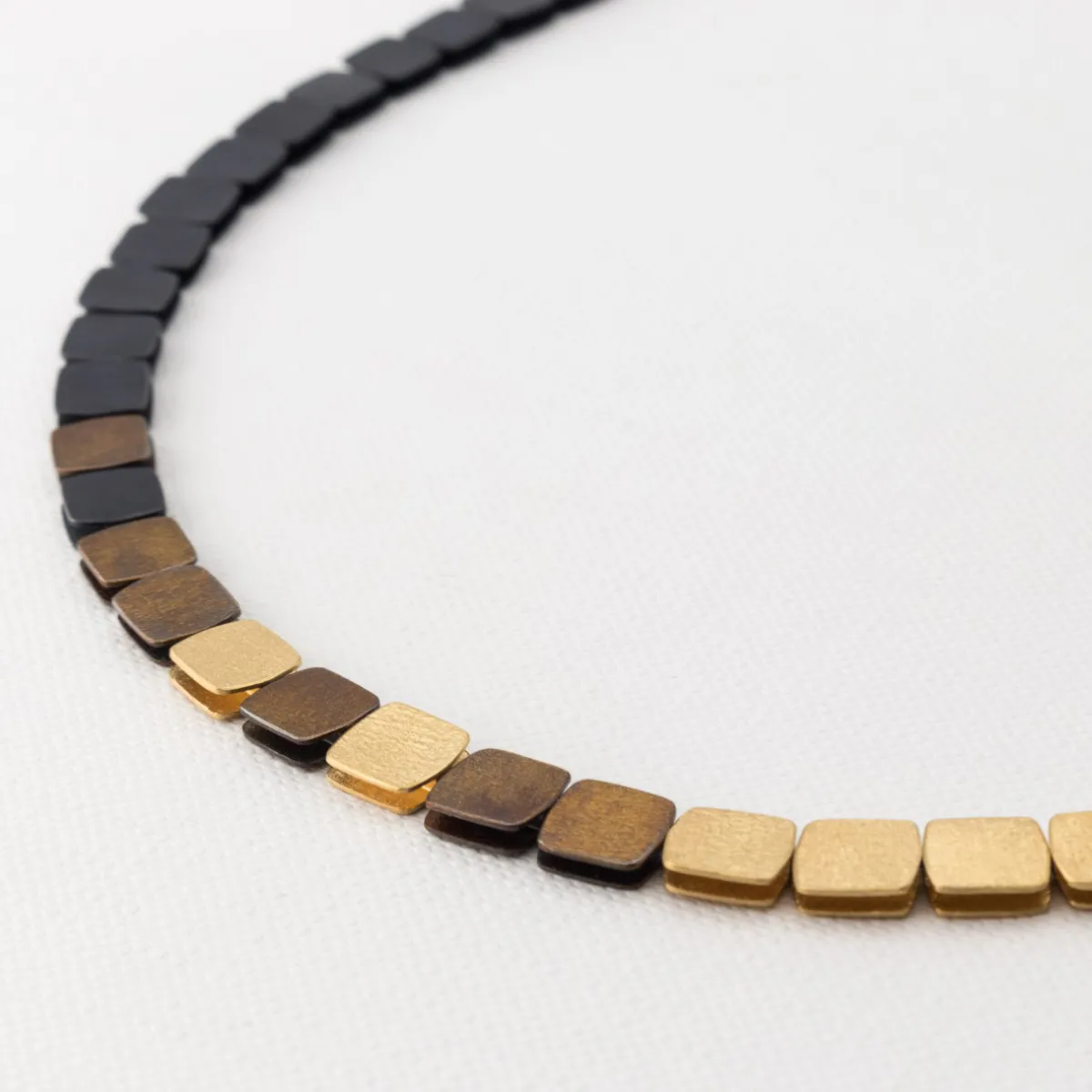 Tomfoolery Brown, Gold & Black Square Pebble Necklace Online