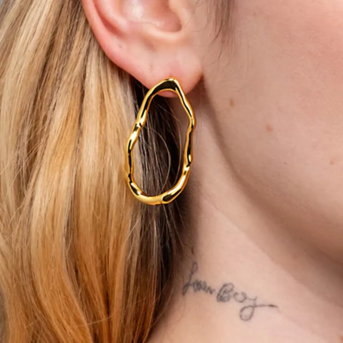 Tomfoolery Brut Gold Open Link Earrings Outlet