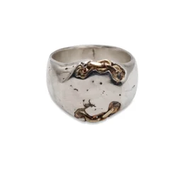 Tomfoolery Cartena Signet Ring in Silver and  14ct Yellow Gold Sale