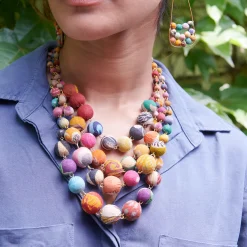 Tomfoolery Cascading Kantha Beaded Statement Necklace Clearance