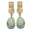 Tomfoolery Celeste Resin Drop Earrings in Fjord Green Hot
