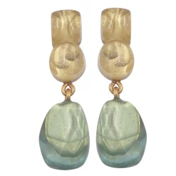 Tomfoolery Celeste Resin Drop Earrings in Fjord Green Hot