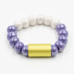 Tomfoolery Ceramic Beaded Bracelet Purple Clearance