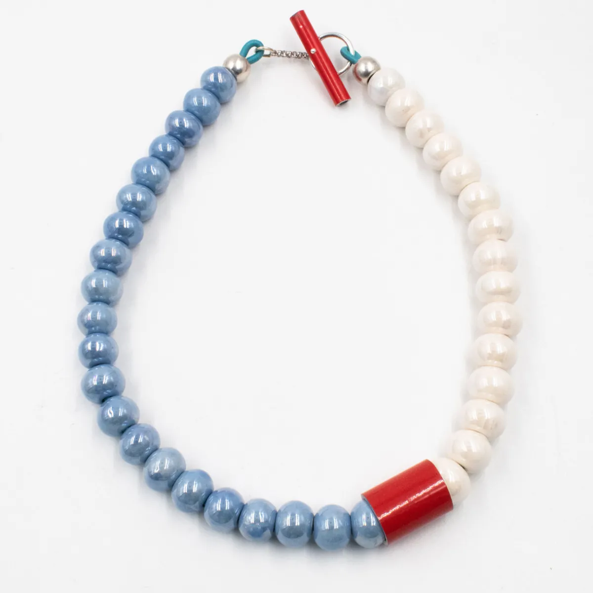 Tomfoolery Ceramic Beaded Necklace Blue Sale