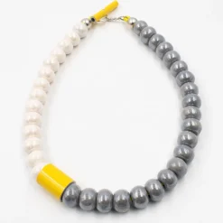 Tomfoolery Ceramic Beaded Necklace Grey Sale