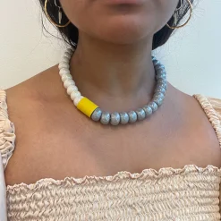 Tomfoolery Ceramic Beaded Necklace Grey Sale