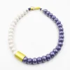 Tomfoolery Ceramic Beaded Necklace Purple New