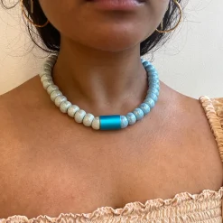 Tomfoolery Ceramic Beaded Necklace Sky Blue Best