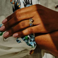 Tomfoolery Ceylon Blue & Pink Sapphire Duo Ring Outlet