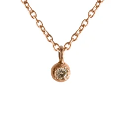 Tomfoolery Champagne Diamond & 9ct Rose Gold Pendant Necklace Best