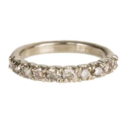 Tomfoolery Champagne Diamond & 18ct White Gold Rustic Half Eternity Ring New