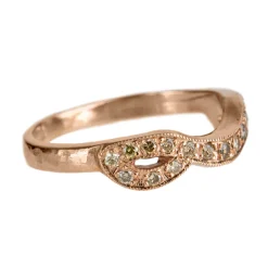 Tomfoolery Champagne Pavé Diamond & 9ct Rose Gold Curved Ring Fashion