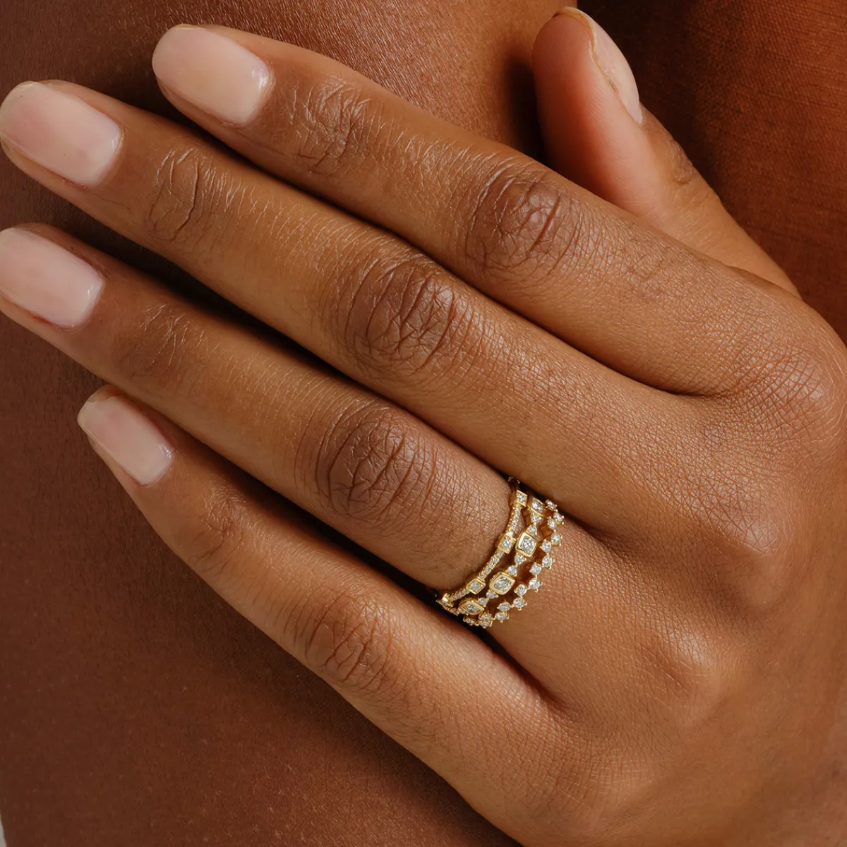 Tomfoolery Checkered Diamond Half Eternity Ring Fashion
