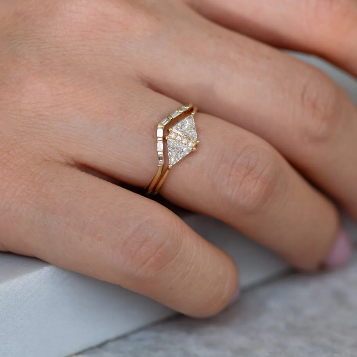 Tomfoolery Chevron Wedding Ring with Baguette Diamonds Outlet