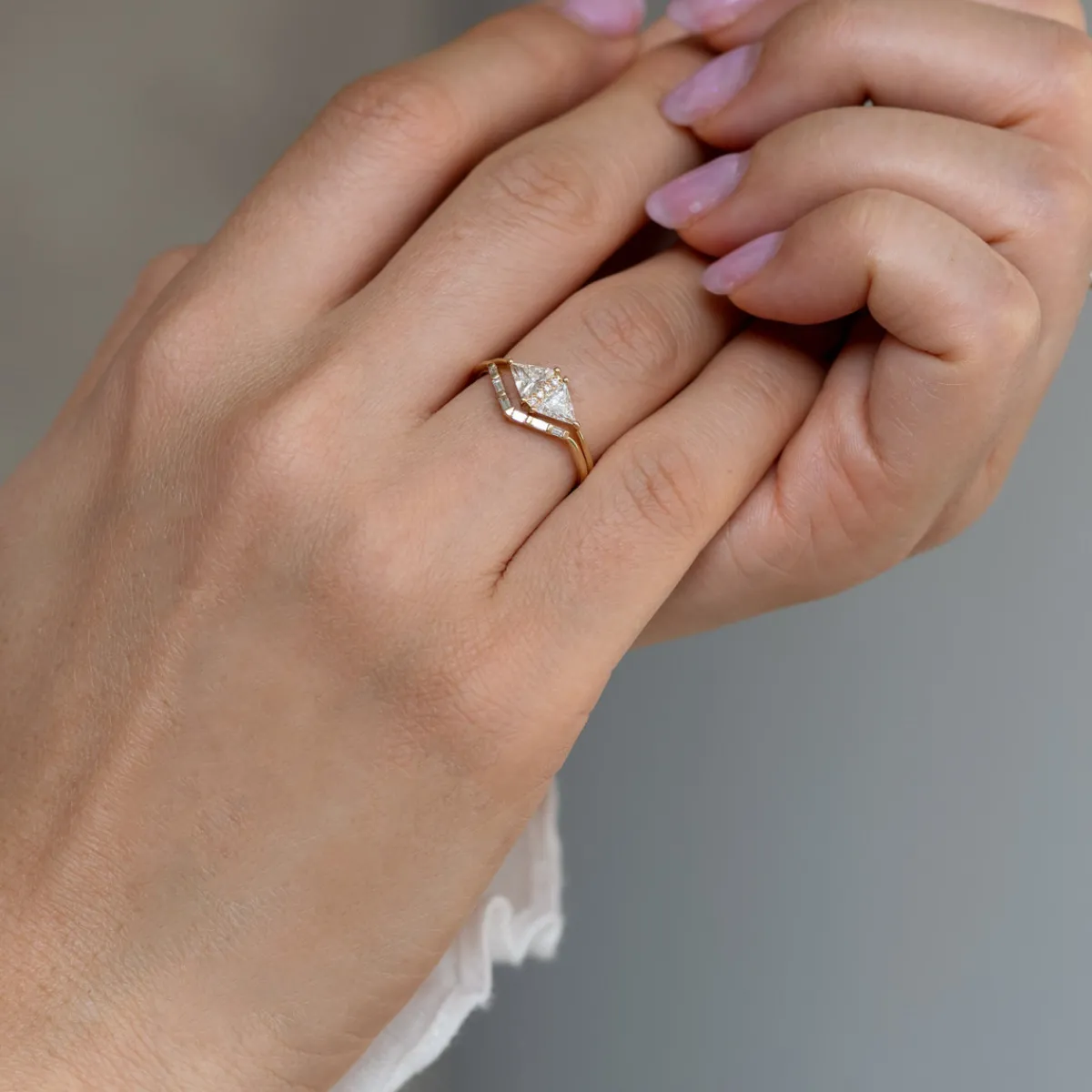 Tomfoolery Chevron Wedding Ring with Baguette Diamonds Outlet
