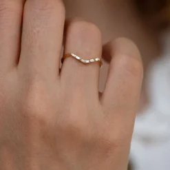 Tomfoolery Chevron Wedding Ring with Baguette Diamonds Outlet