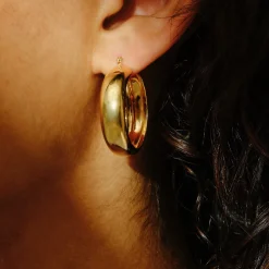 Tomfoolery Chunky large Gold Plated Silver Hoop Outlet