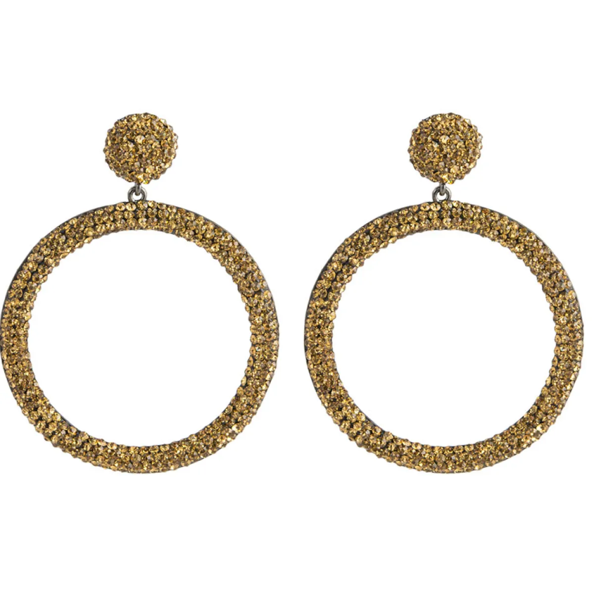 Tomfoolery Circular Drop Crystal Earrings Hot