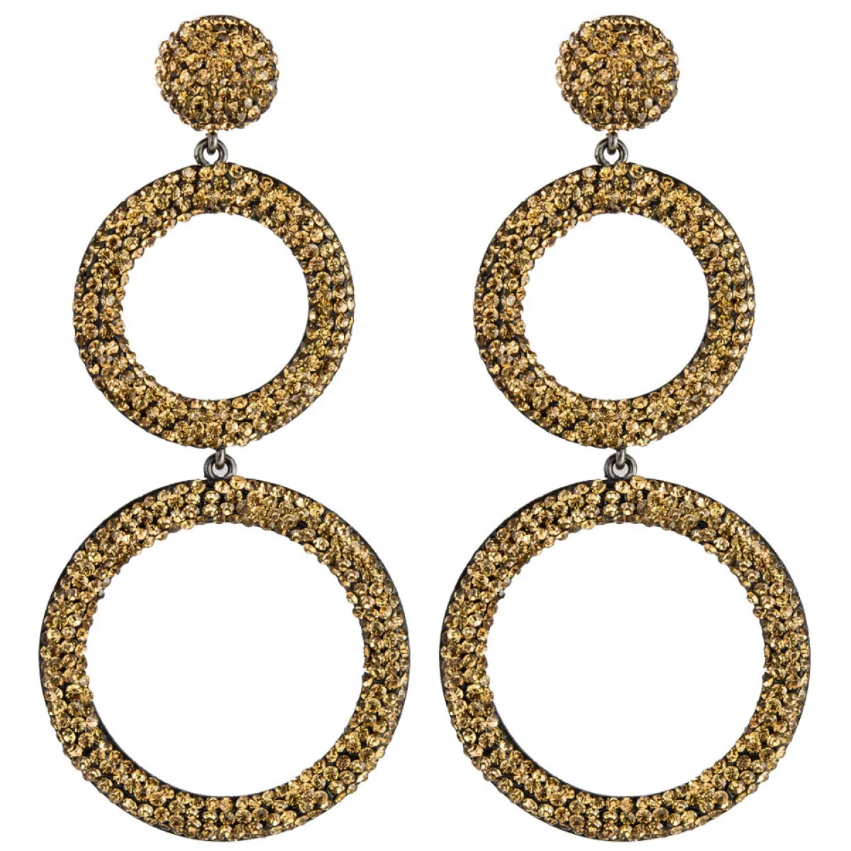 Tomfoolery Circular Triple Drop Crystal Earrings Sale