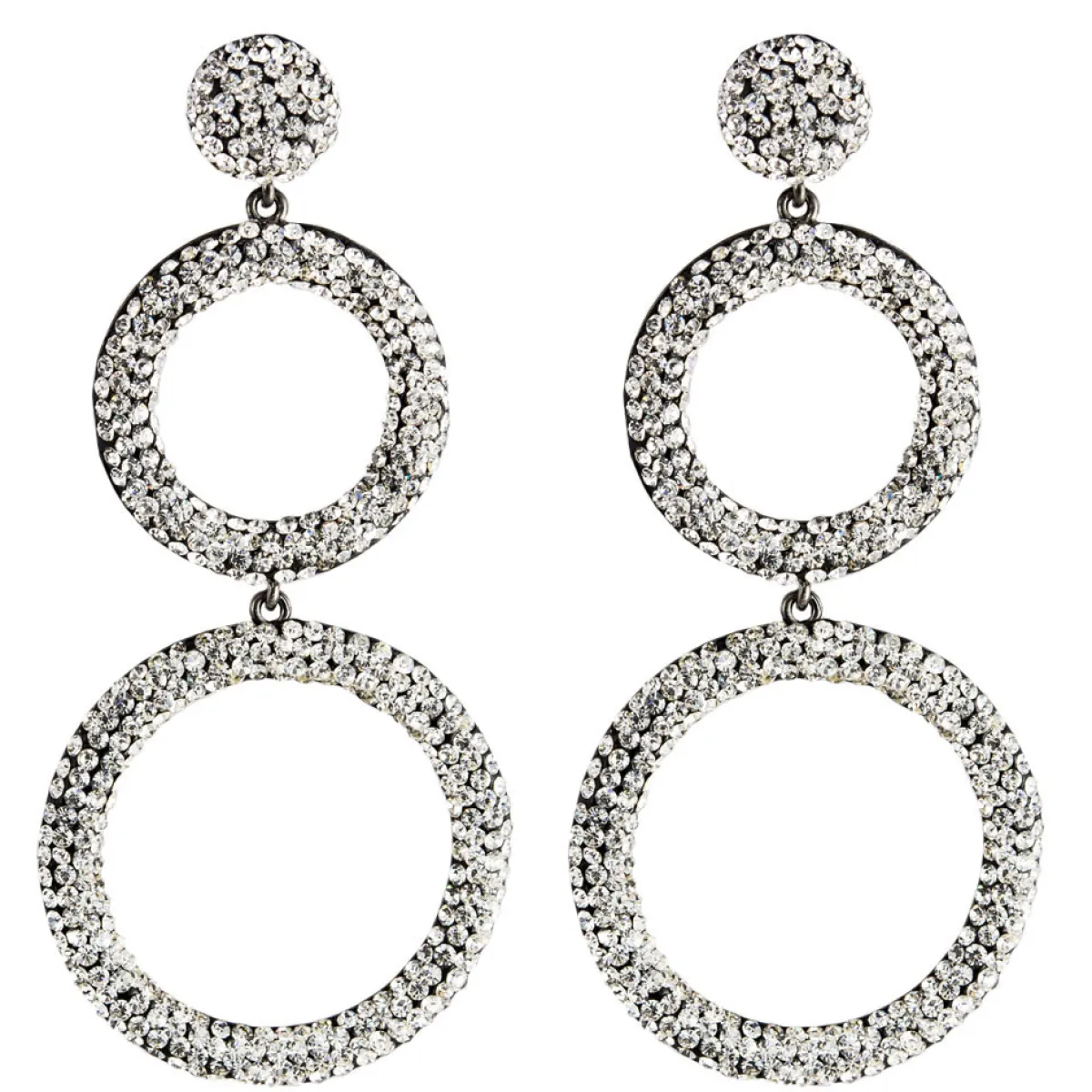 Tomfoolery Circular Triple Drop Crystal Earrings Sale