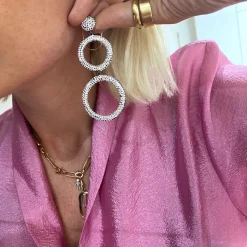 Tomfoolery Circular Triple Drop Crystal Earrings Sale