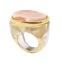 Tomfoolery Clara Resin Signet Ring in Latte Hot