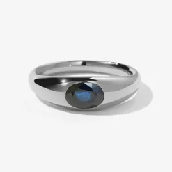 Tomfoolery Claude Signet Ring with Blue Sapphire New
