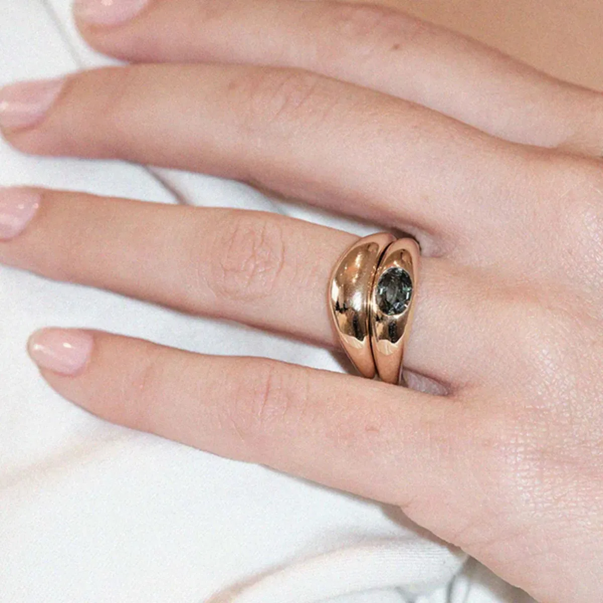 Tomfoolery Claude Signet Ring with Blue Sapphire New