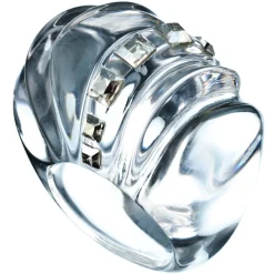 Tomfoolery Clear Lucite & Crystal Cocktail Ring Discount
