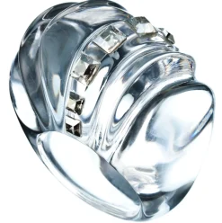 Tomfoolery Clear Lucite & Crystal Studded Cocktail Ring Best