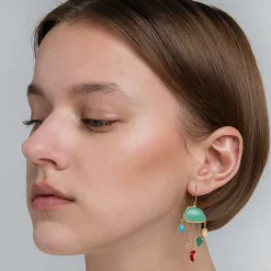 Tomfoolery Cloud & Rain Chain Drop Earrings in Chrysoprase New