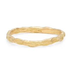 Tomfoolery Cockle Skinny Textured 18ct Yellow Gold Wedding Band Hot