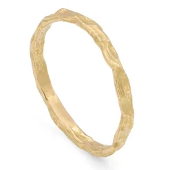 Tomfoolery Cockle Skinny Textured 18ct Yellow Gold Wedding Band Hot