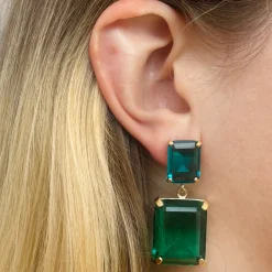 Tomfoolery Colourblock Drop Earrings Turquoise & Paraiba Online