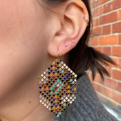 Tomfoolery Confetti Mesh Drop Earrings New