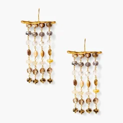 Tomfoolery Contessa Beaded Statement Earrings Natural Mix Fashion
