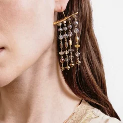 Tomfoolery Contessa Beaded Statement Earrings Natural Mix Fashion