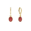 Tomfoolery Coral Agate Cabochon Hoops Fashion
