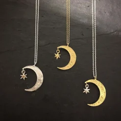 Tomfoolery Crescent Moon & Star Necklace Clearance