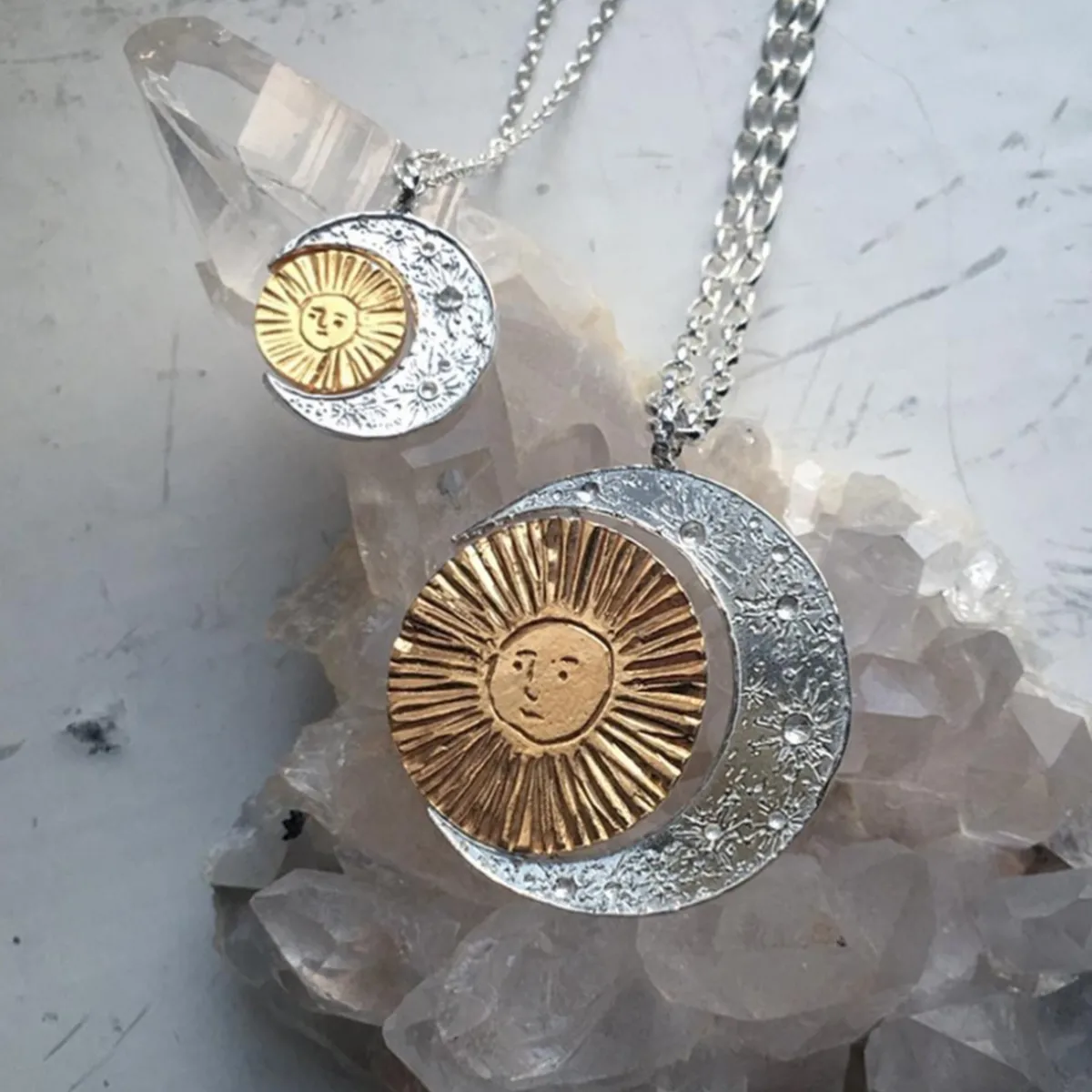 Tomfoolery Crescent Moon & Sun Necklace Hot