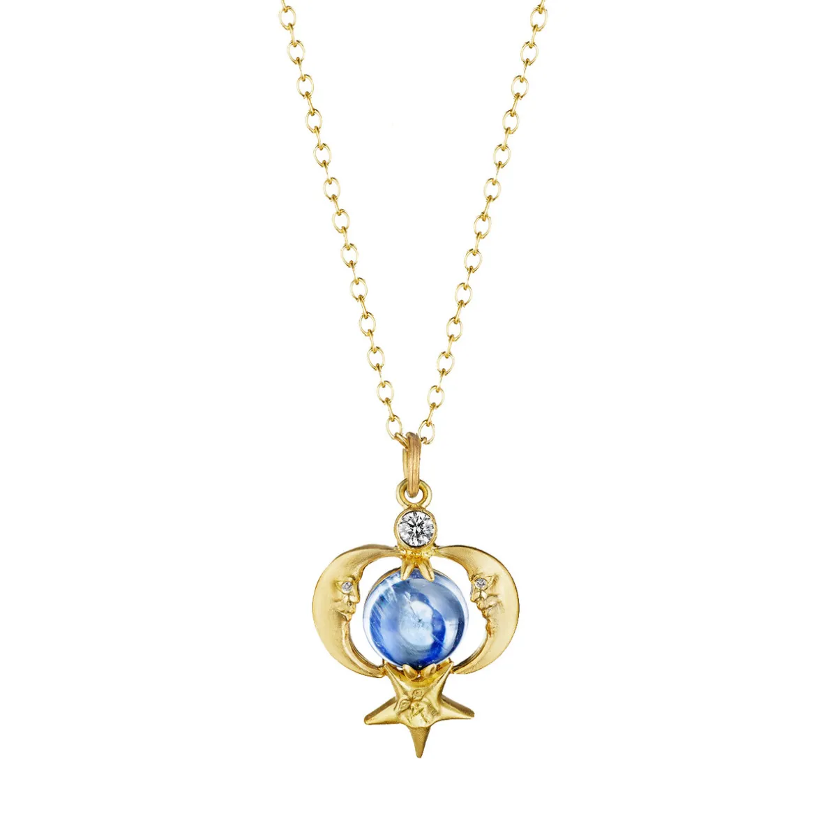 Tomfoolery Crescent Moonface Reflection Pendant Hot