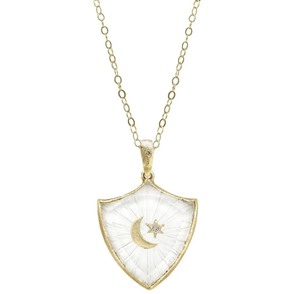 Tomfoolery Crescent Star Large Shield Amulet 14ct Yellow Gold Fashion