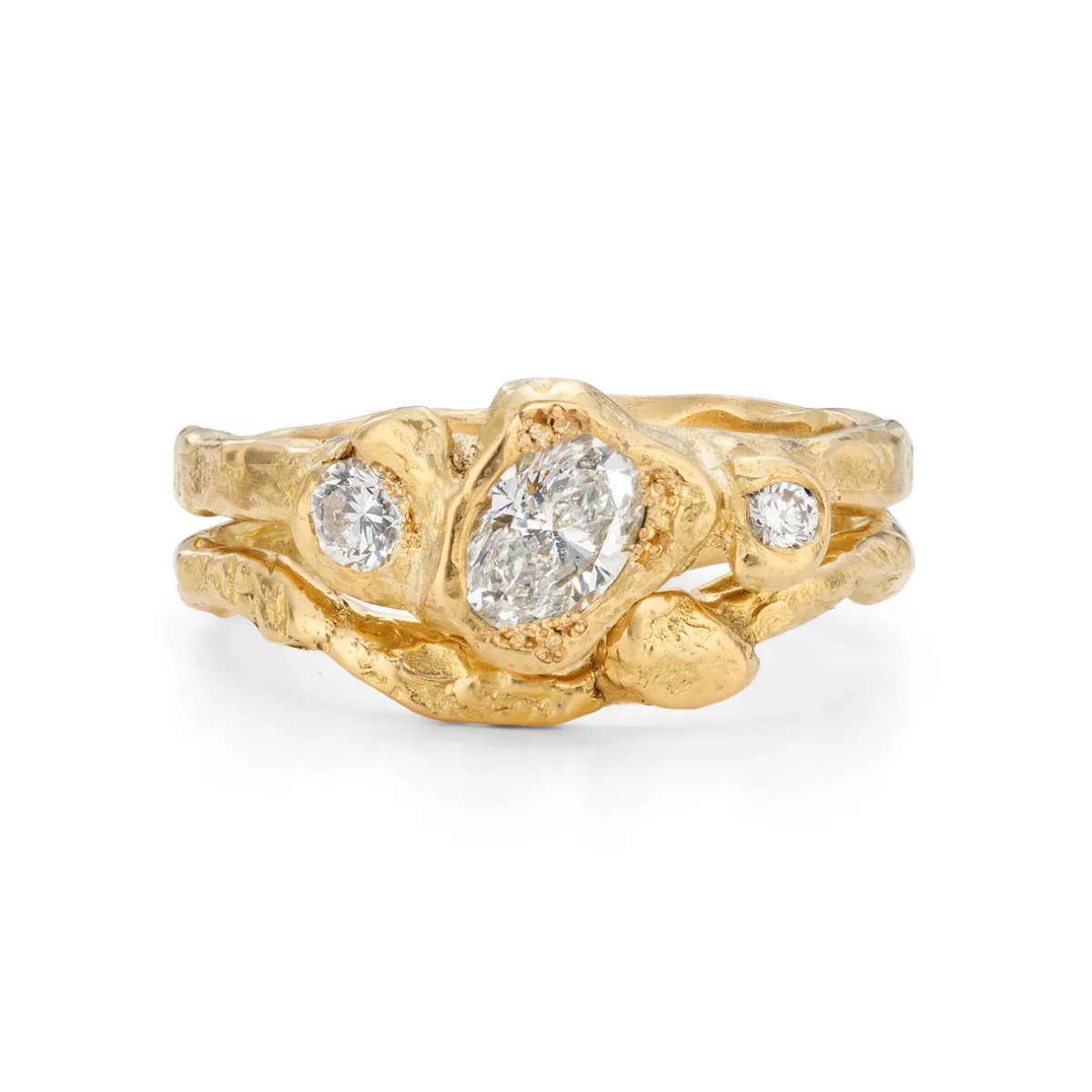 Tomfoolery Crest White Diamond Adakite East Ring Fashion