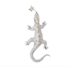 Tomfoolery Crystal Encrusted Lizard Brooch Pin Clearance